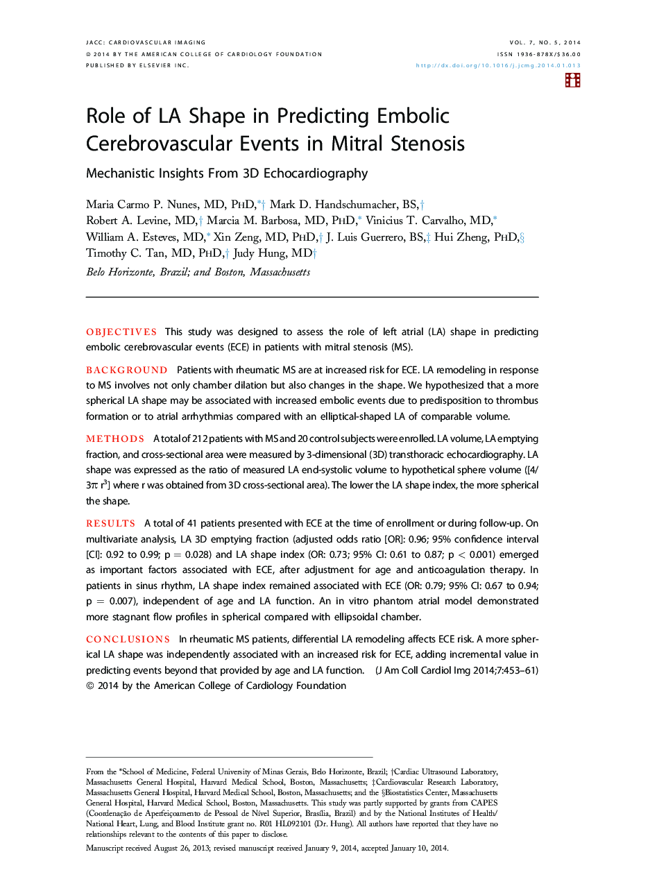 Role of LA Shape in Predicting Embolic Cerebrovascular Events in Mitral Stenosis : Mechanistic Insights From 3D Echocardiography