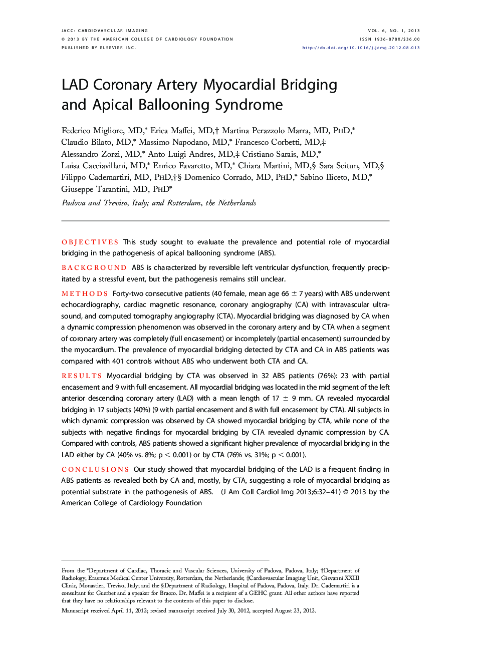 LAD Coronary Artery Myocardial Bridging and Apical Ballooning Syndrome 