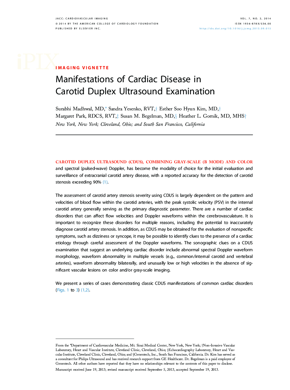 Manifestations of Cardiac Disease in Carotid Duplex Ultrasound Examination