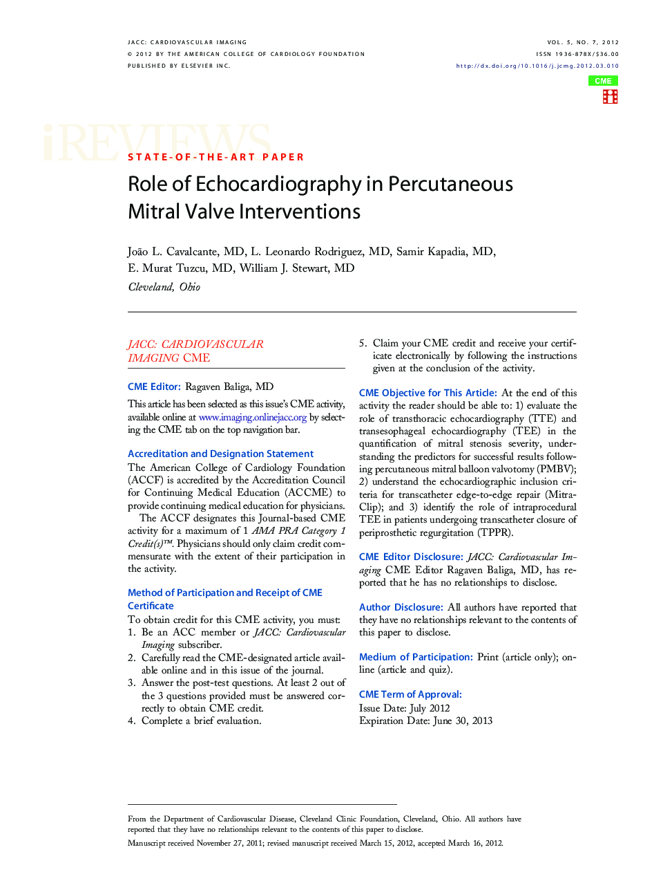 Role of Echocardiography in Percutaneous Mitral Valve Interventions 