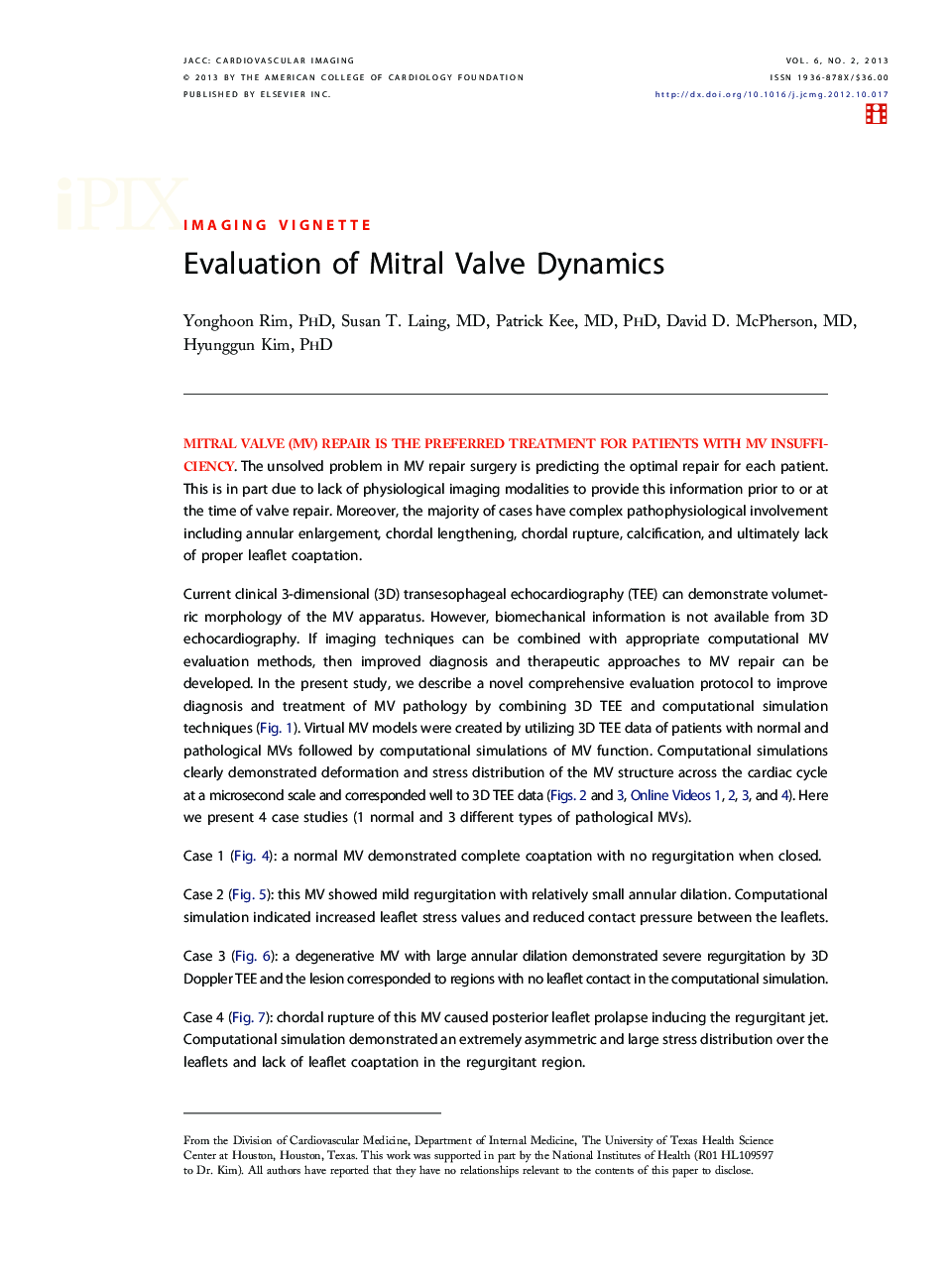 Evaluation of Mitral Valve Dynamics