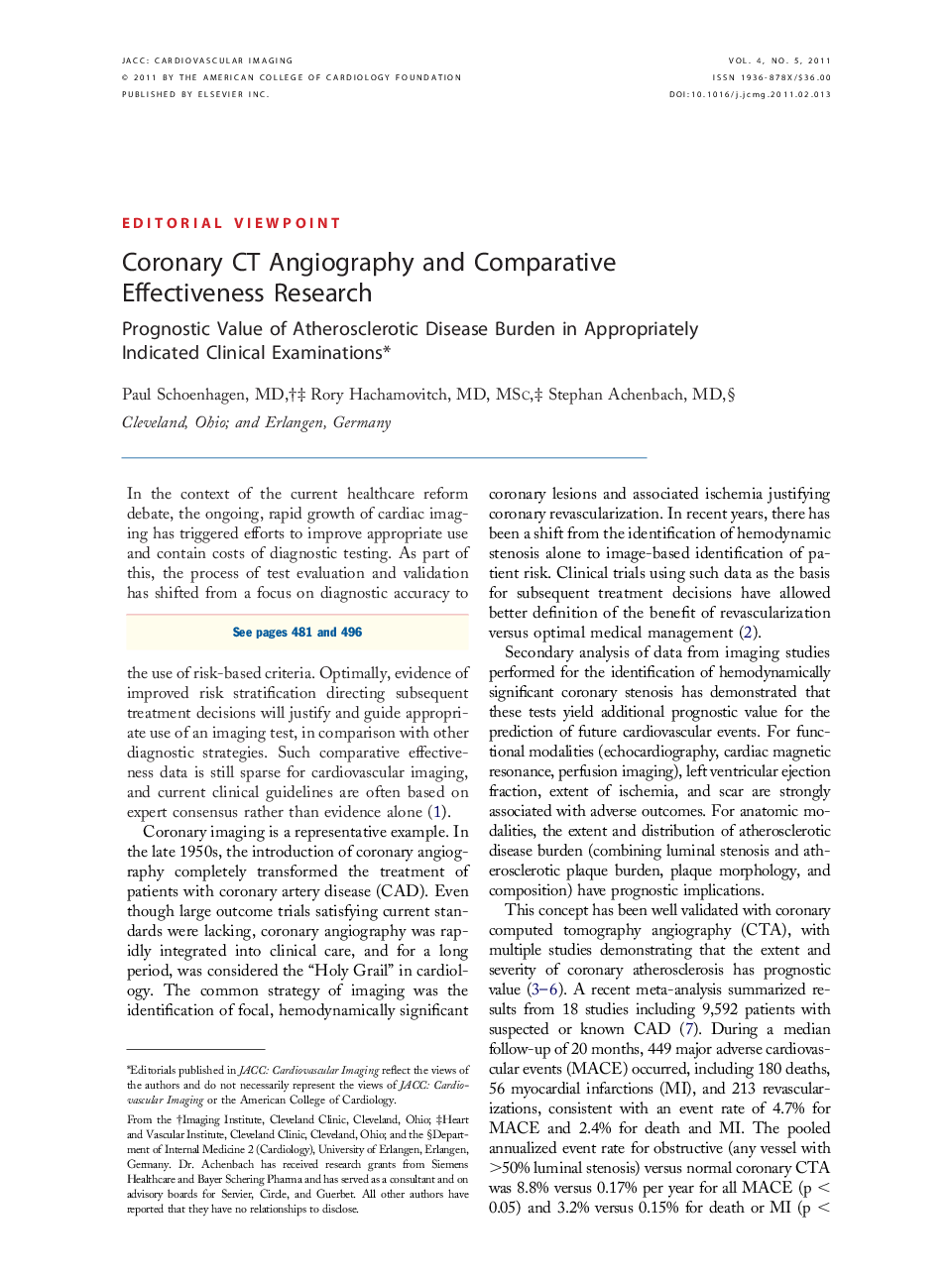 Coronary CT Angiography and Comparative Effectiveness Research