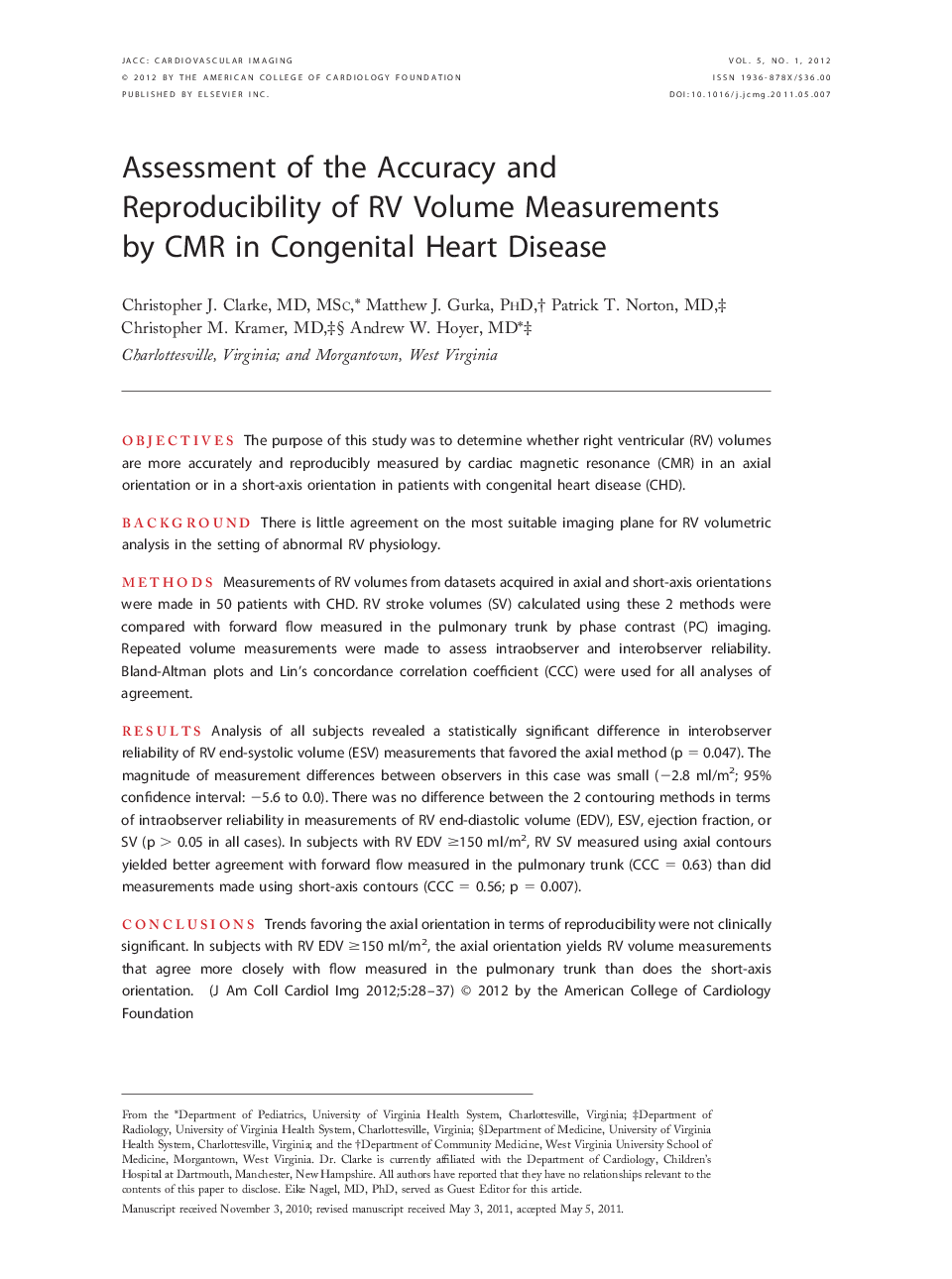 Assessment of the Accuracy and Reproducibility of RV Volume Measurements by CMR in Congenital Heart Disease 