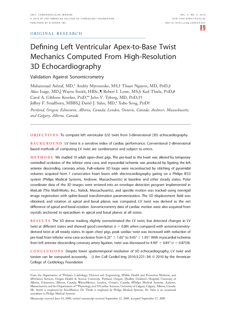 Defining Left Ventricular Apex-to-Base Twist Mechanics Computed From High-Resolution 3D Echocardiography