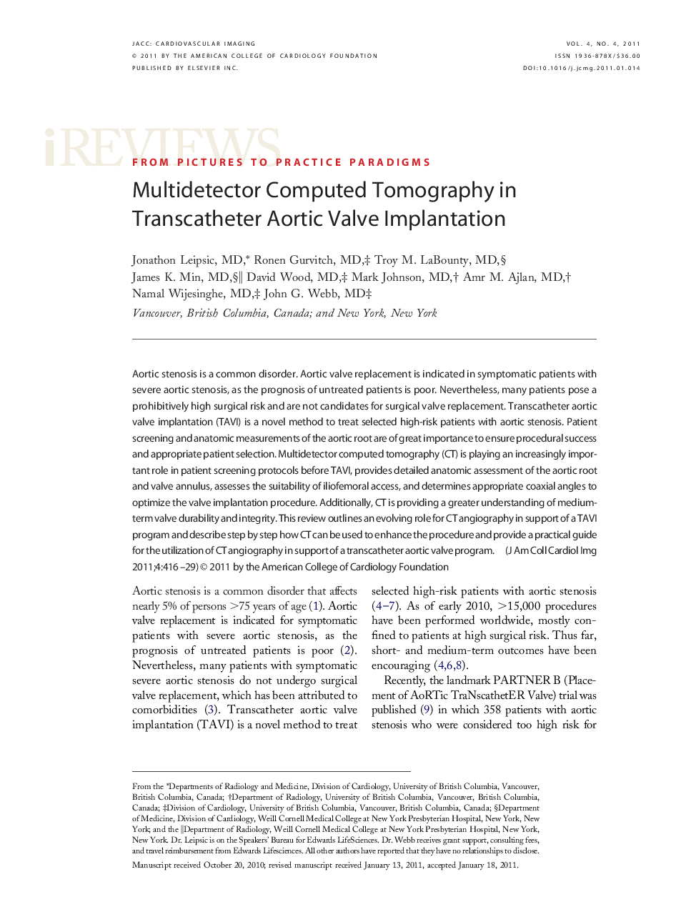 Multidetector Computed Tomography in Transcatheter Aortic Valve Implantation 