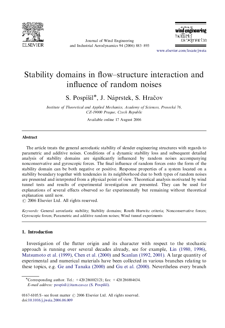 Stability domains in flow–structure interaction and influence of random noises