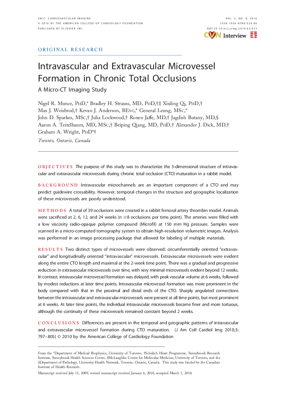 Intravascular and Extravascular Microvessel Formation in Chronic Total Occlusions : A Micro-CT Imaging Study