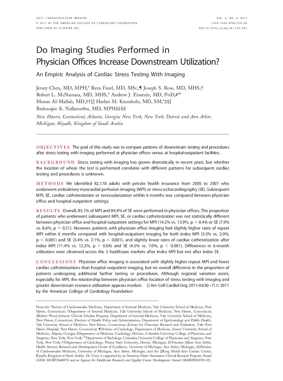 Do Imaging Studies Performed in Physician Offices Increase Downstream Utilization? : An Empiric Analysis of Cardiac Stress Testing With Imaging