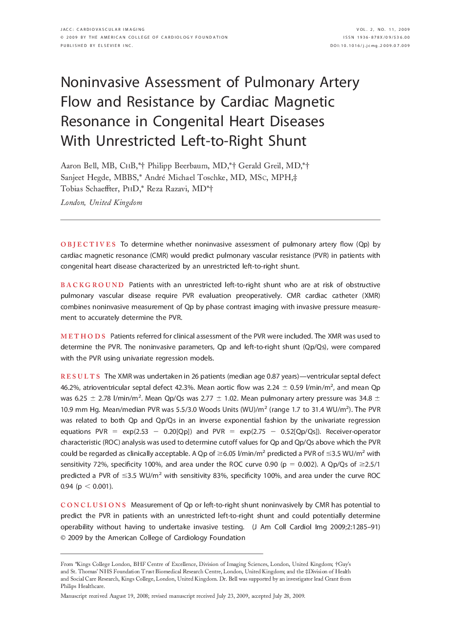 عکس صفحه اول مقاله: Noninvasive Assessment of Pulmonary Artery Flow and Resistance by Cardiac Magnetic Resonance in Congenital Heart Diseases With Unrestricted Left-to-Right Shunt Noninvasive Assessment of Pulmonary Artery Flow and Resistance by Cardiac Magnetic Resonance in Congenital Heart Diseases With Unrestricted Left-to-Right Shunt