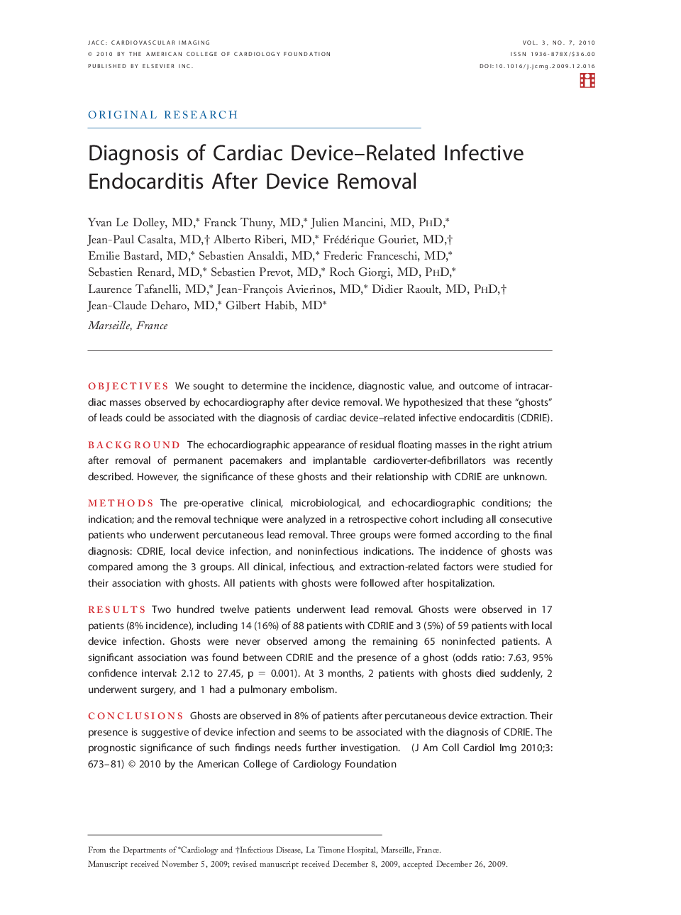 Diagnosis of Cardiac Device–Related Infective Endocarditis After Device Removal