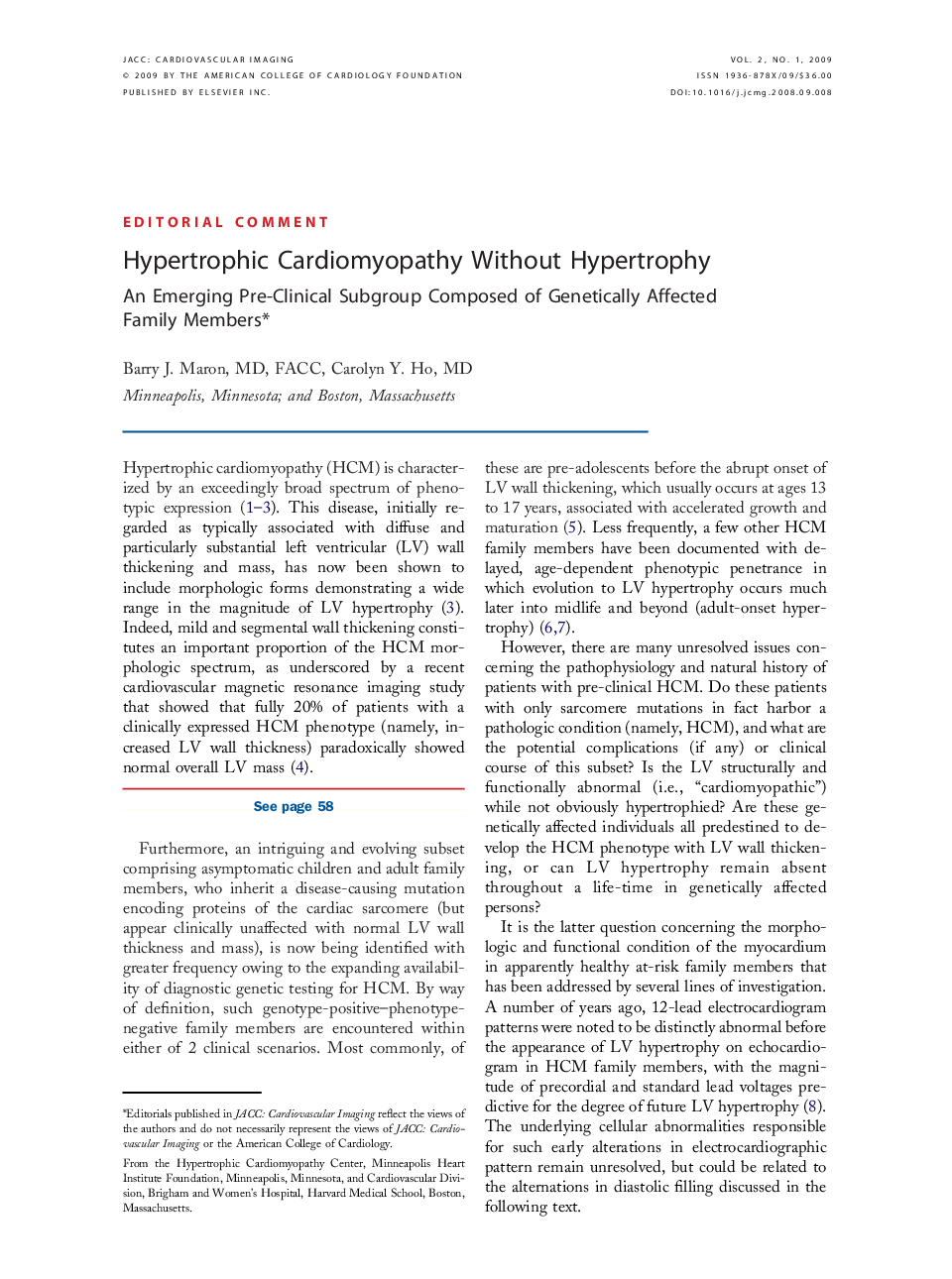 Hypertrophic Cardiomyopathy Without Hypertrophy