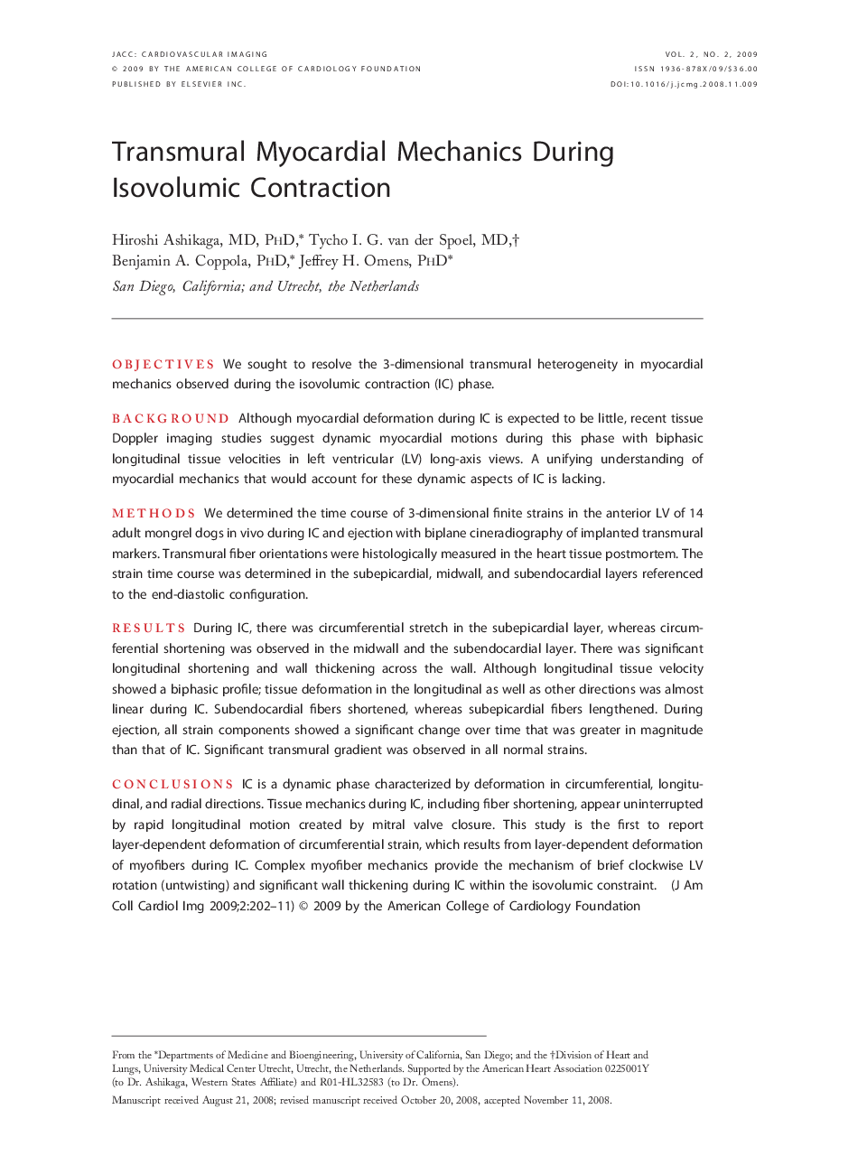 Transmural Myocardial Mechanics During Isovolumic Contraction 