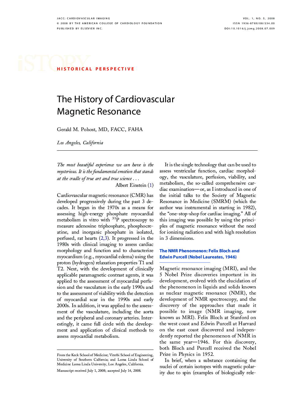 The History of Cardiovascular Magnetic Resonance