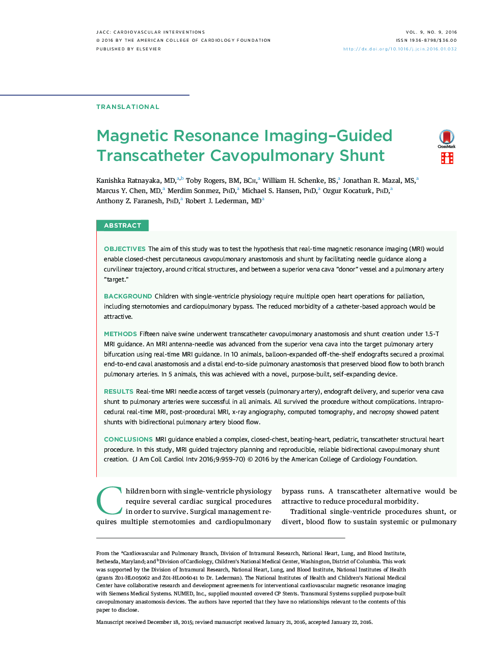 Magnetic Resonance Imaging–Guided Transcatheter Cavopulmonary Shunt 