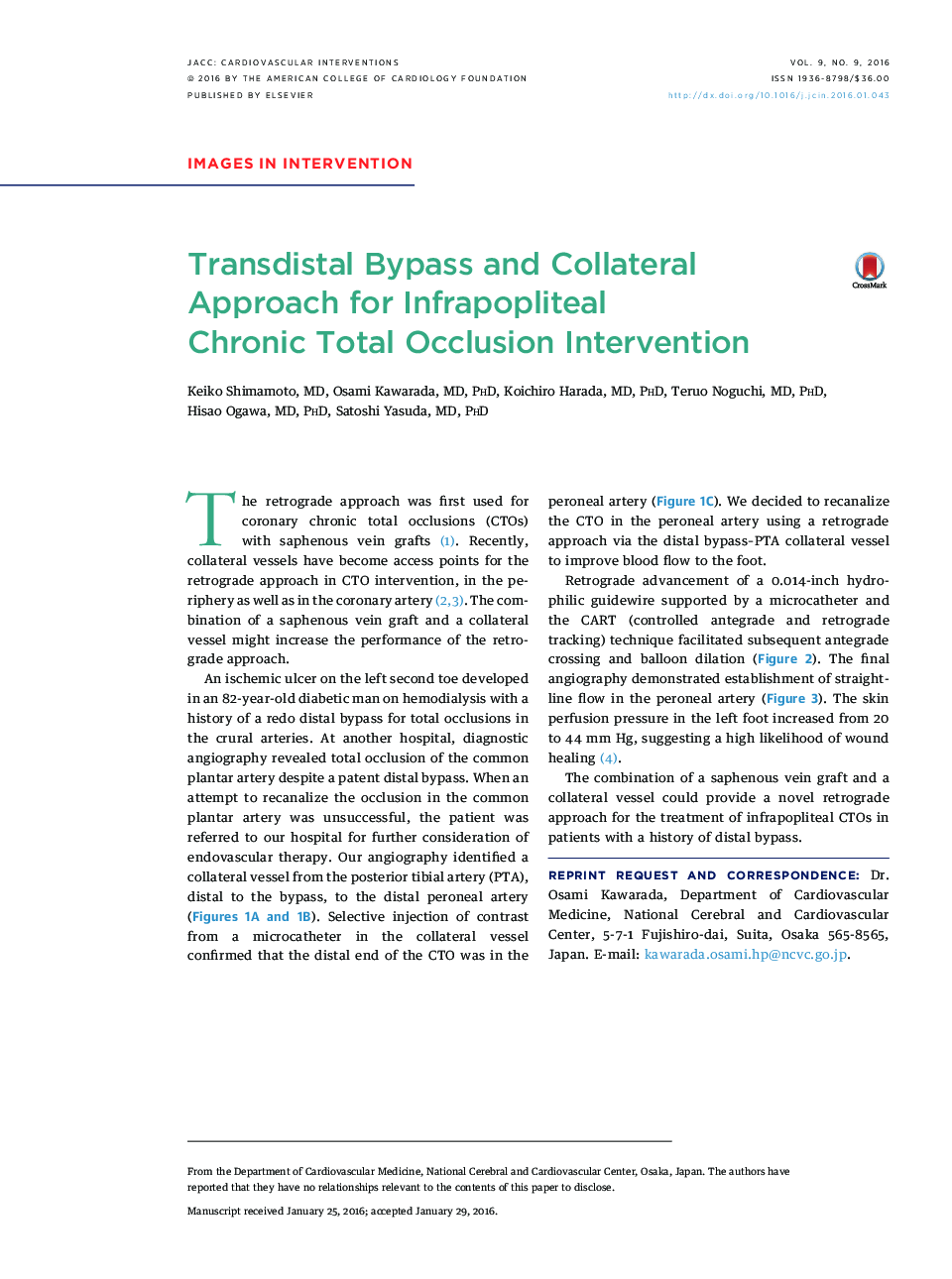 Transdistal Bypass and Collateral Approach for Infrapopliteal ChronicÂ TotalÂ Occlusion Intervention