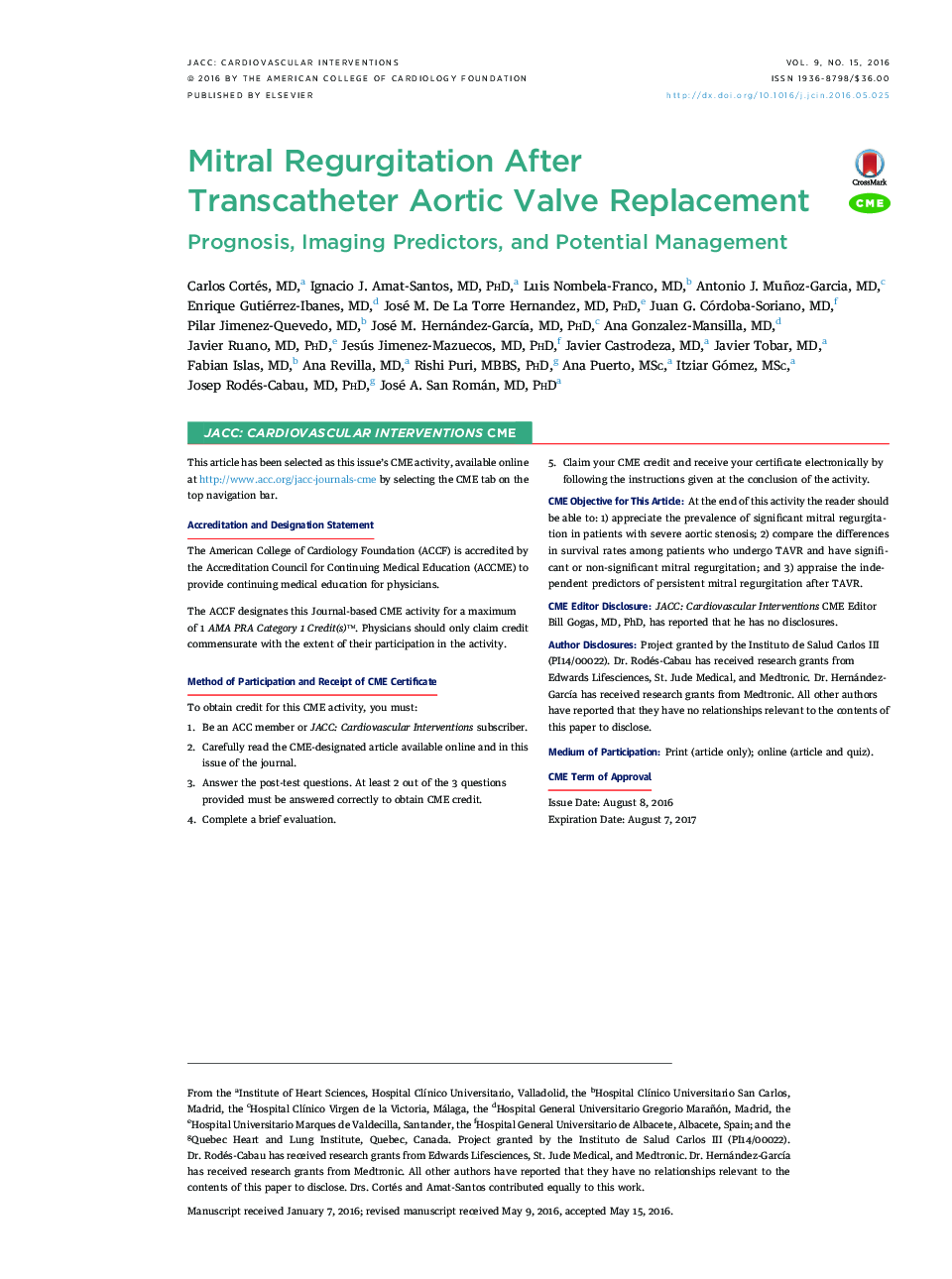 Mitral Regurgitation After Transcatheter Aortic Valve Replacement : Prognosis, Imaging Predictors, and Potential Management