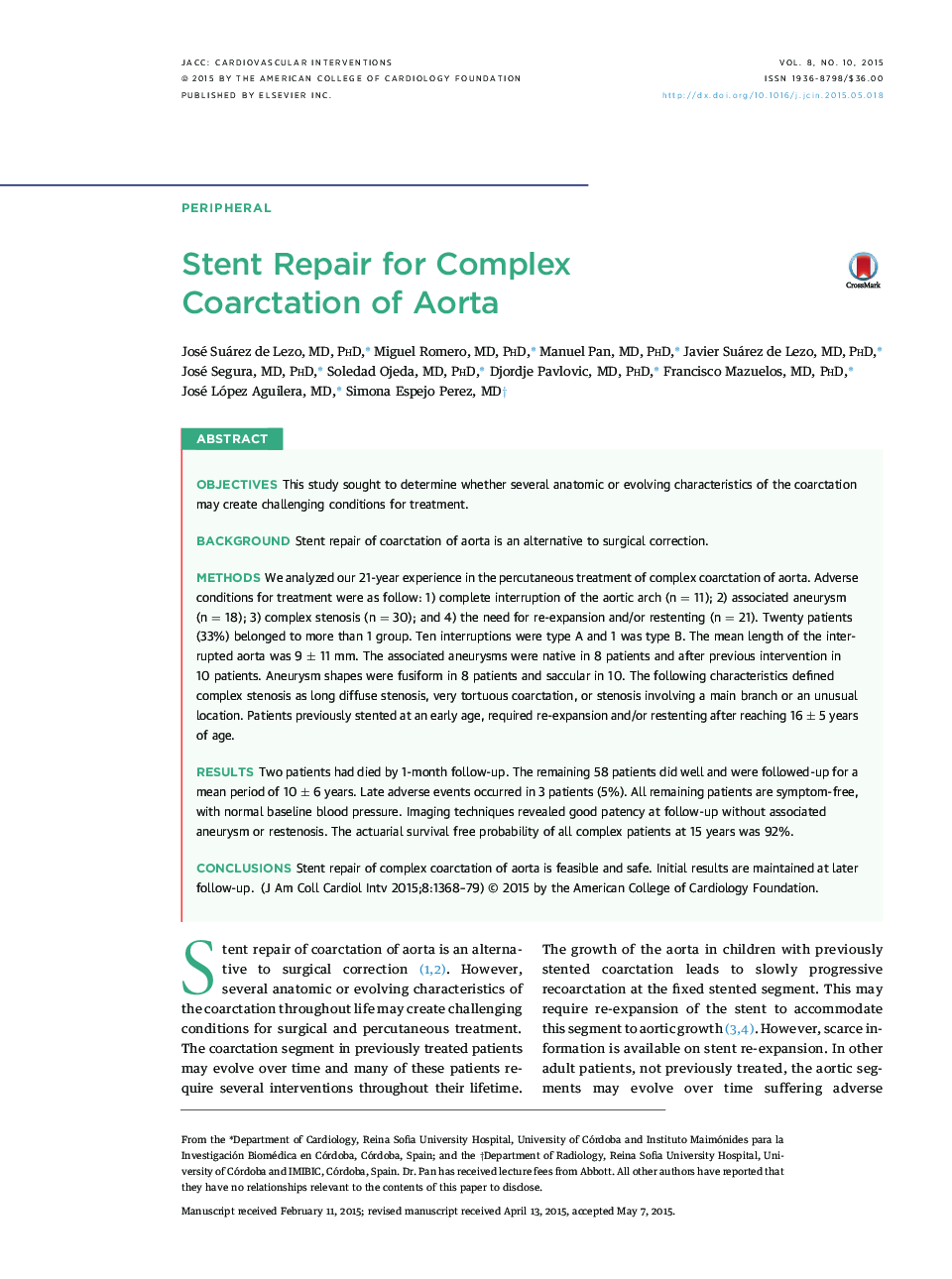 Stent Repair for Complex Coarctation of Aorta 