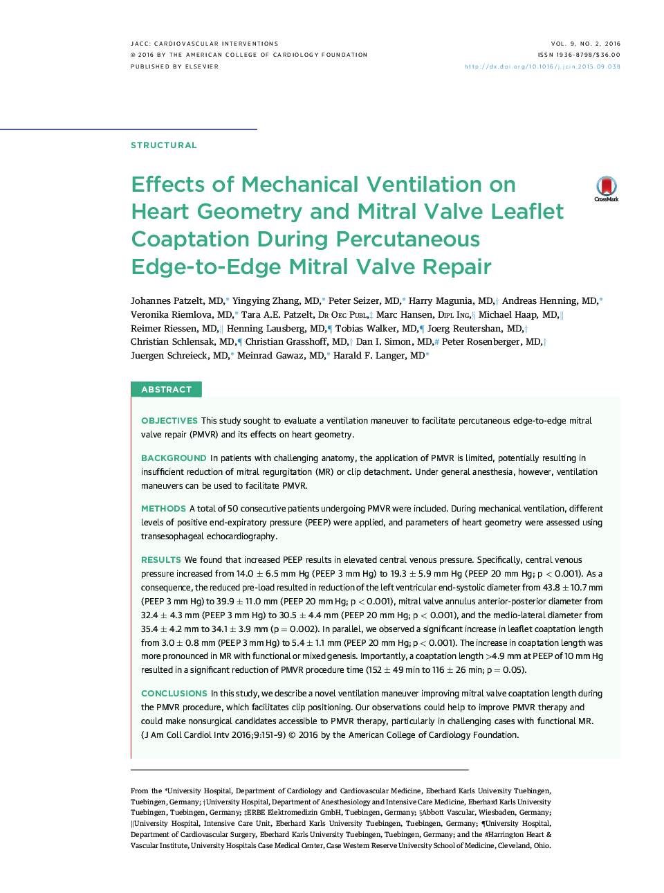 Effects of Mechanical Ventilation on Heart Geometry and Mitral Valve Leaflet Coaptation During Percutaneous Edge-to-Edge Mitral Valve Repair 