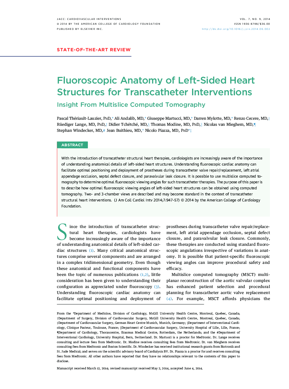 Fluoroscopic Anatomy of Left-Sided Heart Structures for Transcatheter Interventions : Insight From Multislice Computed Tomography