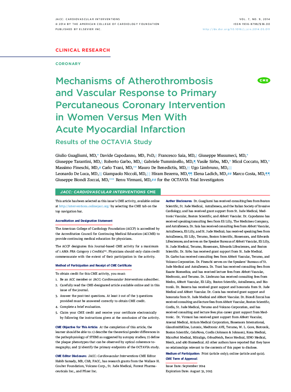 Mechanisms of Atherothrombosis and Vascular Response to Primary Percutaneous Coronary Intervention in Women Versus Men With Acute Myocardial Infarction : Results of the OCTAVIA Study