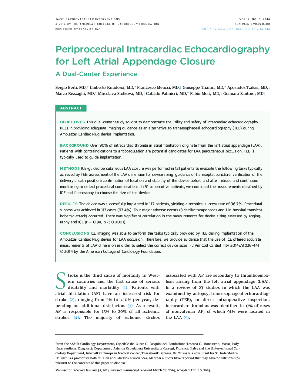 Periprocedural Intracardiac Echocardiography for Left Atrial Appendage Closure : A Dual-Center Experience