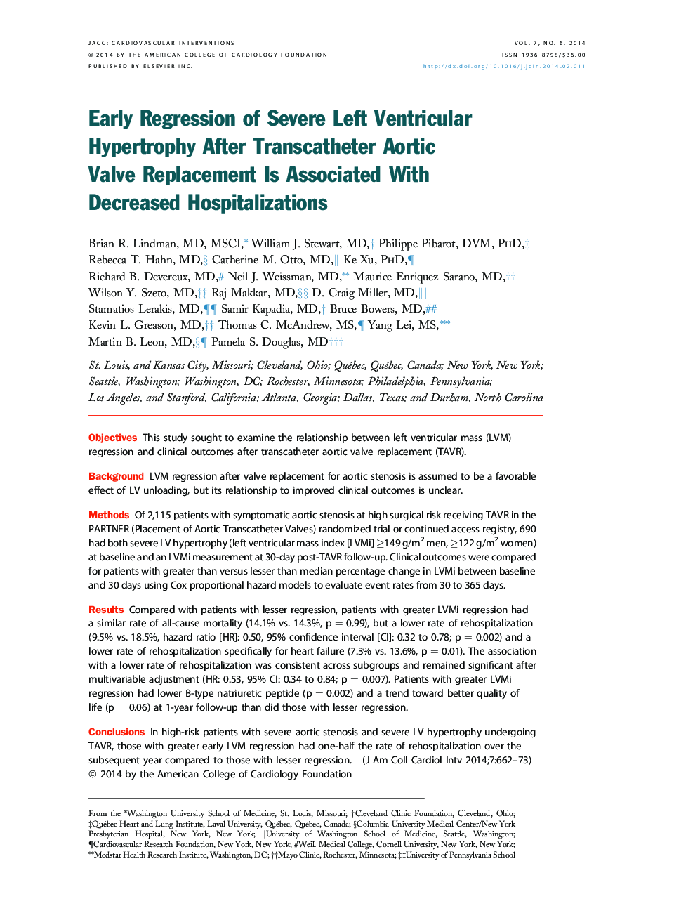 Early Regression of Severe Left Ventricular Hypertrophy After Transcatheter Aortic Valve Replacement Is Associated With Decreased Hospitalizations 