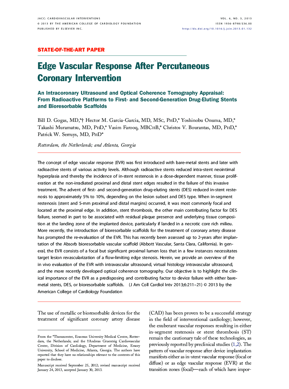 Edge Vascular Response After Percutaneous Coronary Intervention : An Intracoronary Ultrasound and Optical Coherence Tomography Appraisal: From Radioactive Platforms to First- and Second-Generation Drug-Eluting Stents and Bioresorbable Scaffolds