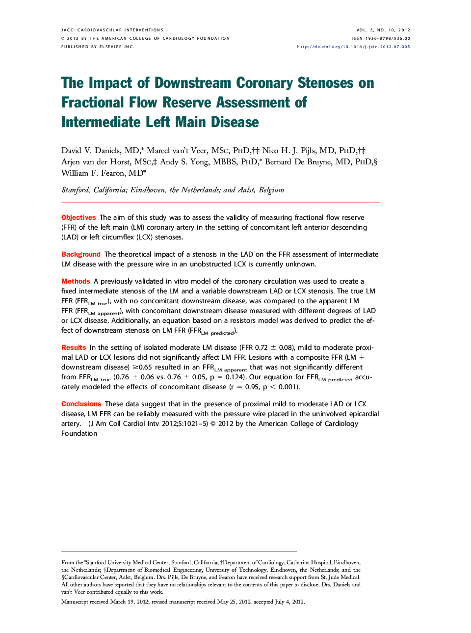 The Impact of Downstream Coronary Stenoses on Fractional Flow Reserve Assessment of Intermediate Left Main Disease 