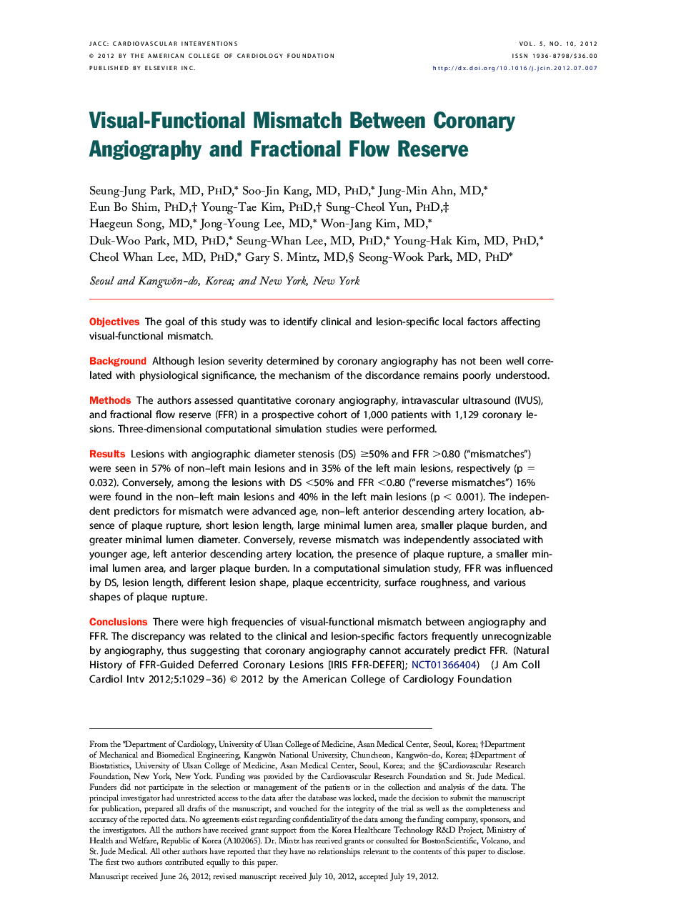 Visual-Functional Mismatch Between Coronary Angiography and Fractional Flow Reserve 