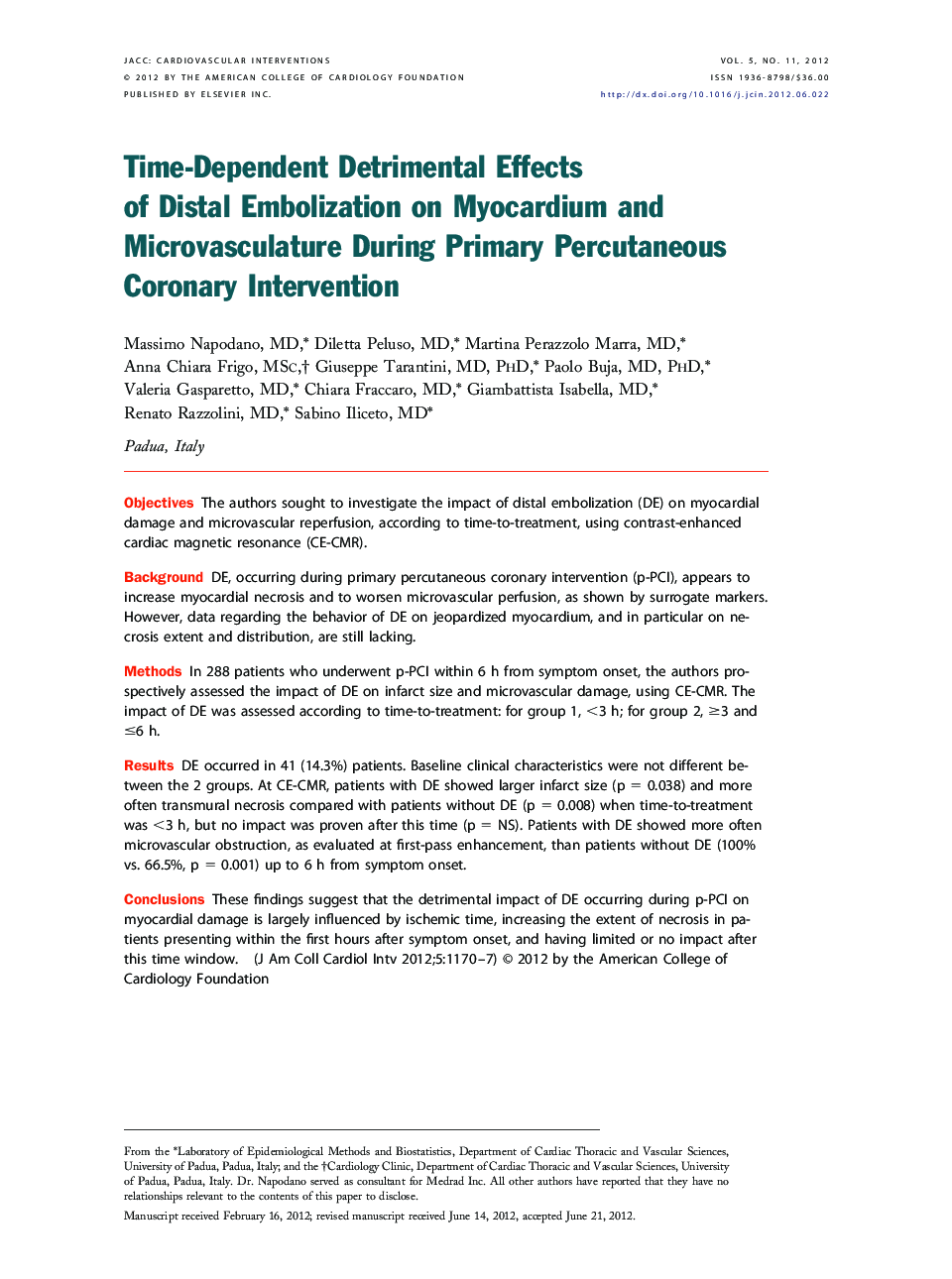 Time-Dependent Detrimental Effects of Distal Embolization on Myocardium and Microvasculature During Primary Percutaneous Coronary Intervention 