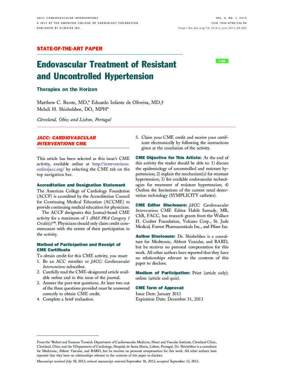 Endovascular Treatment of Resistant and Uncontrolled Hypertension : Therapies on the Horizon