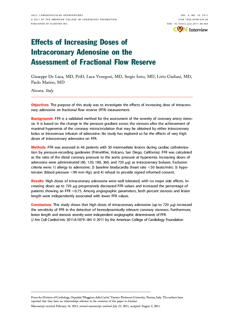 Effects of Increasing Doses of Intracoronary Adenosine on the Assessment of Fractional Flow Reserve 