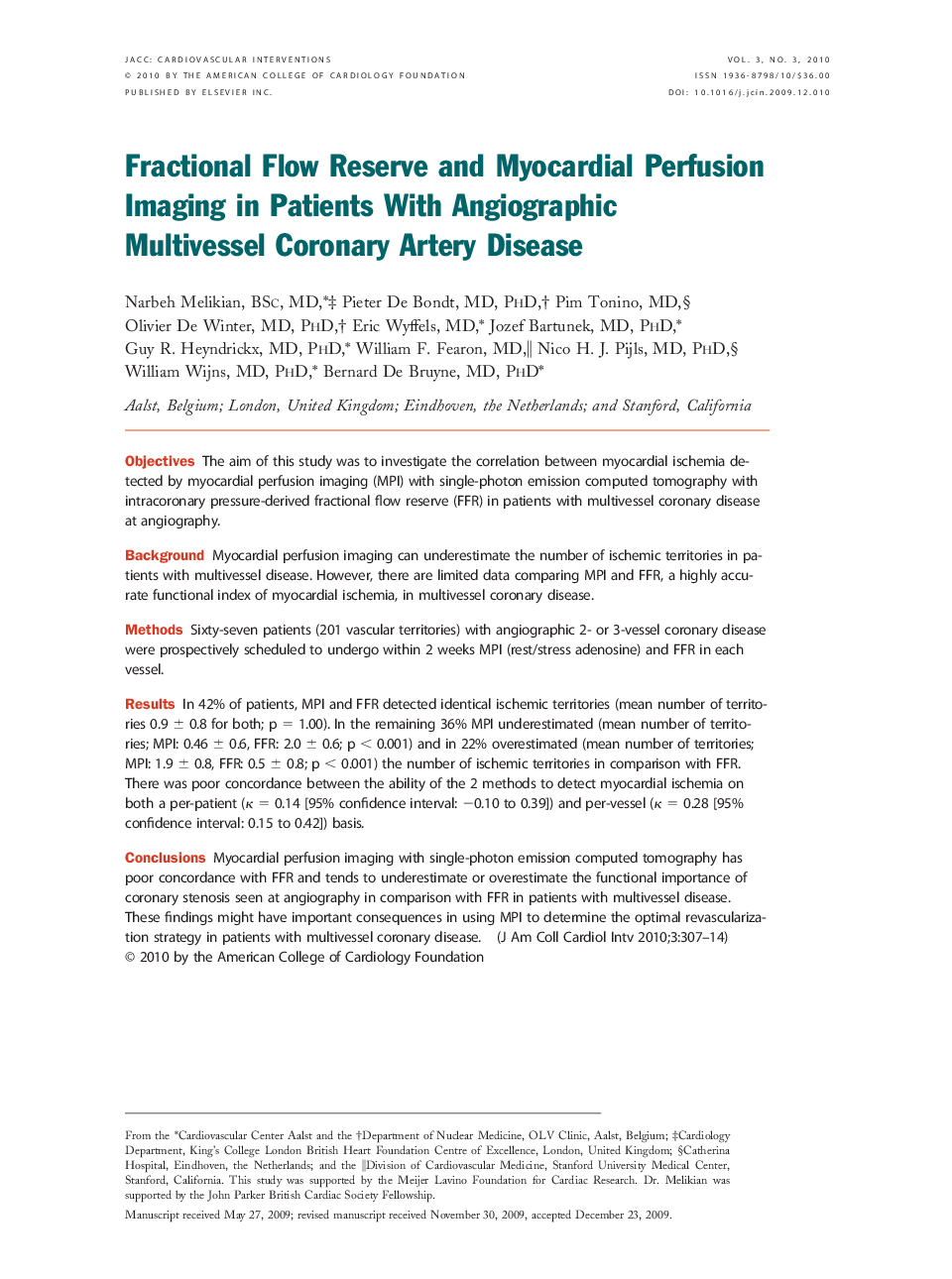 Fractional Flow Reserve and Myocardial Perfusion Imaging in Patients With Angiographic Multivessel Coronary Artery Disease 