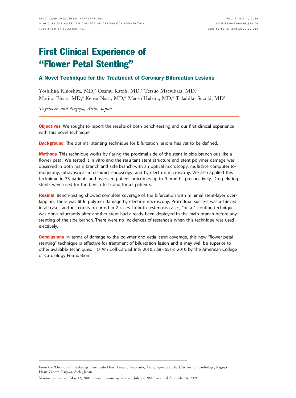 First Clinical Experience of “Flower Petal Stenting”: A Novel Technique for the Treatment of Coronary Bifurcation Lesions