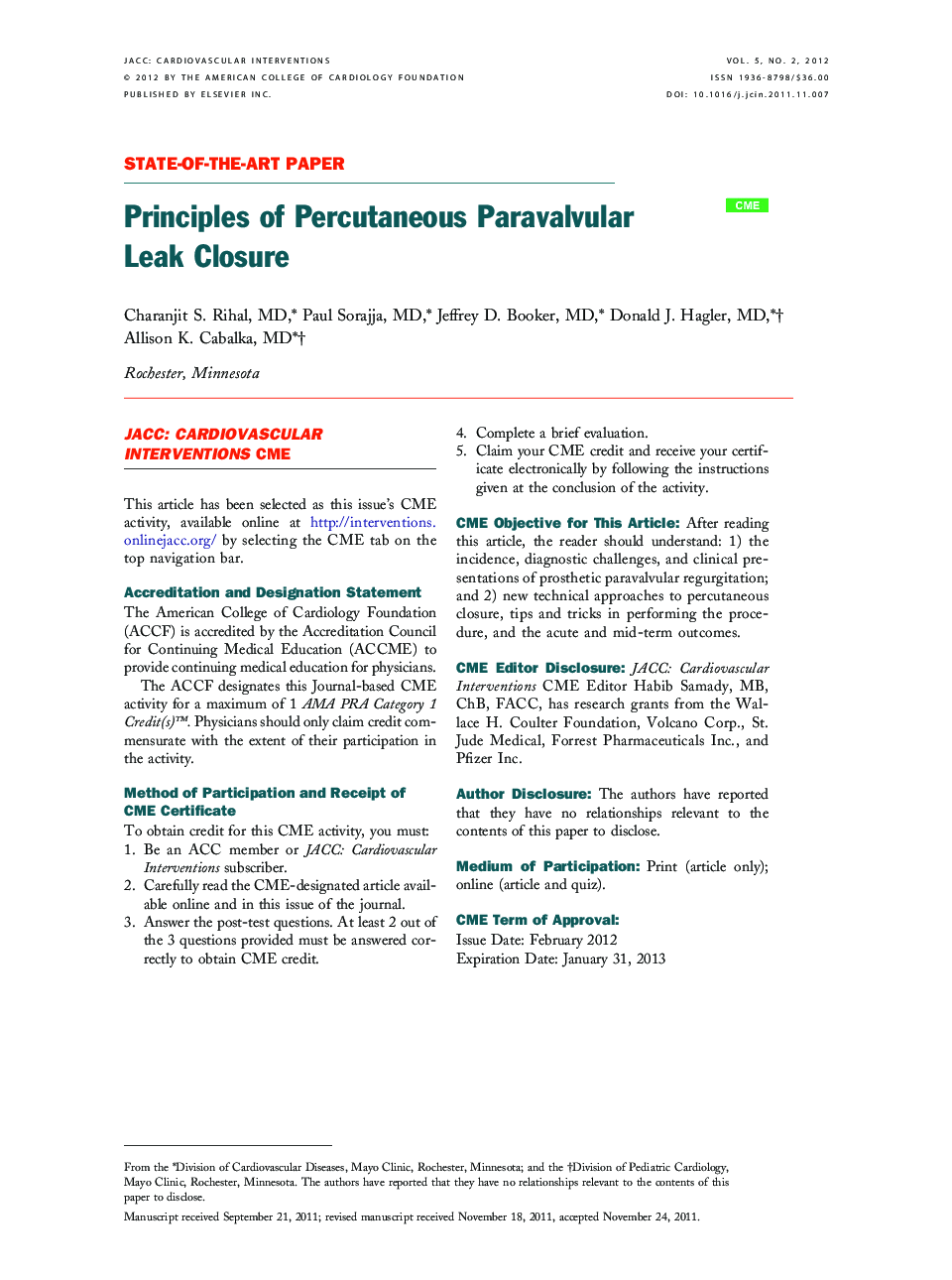 Principles of Percutaneous Paravalvular Leak Closure 