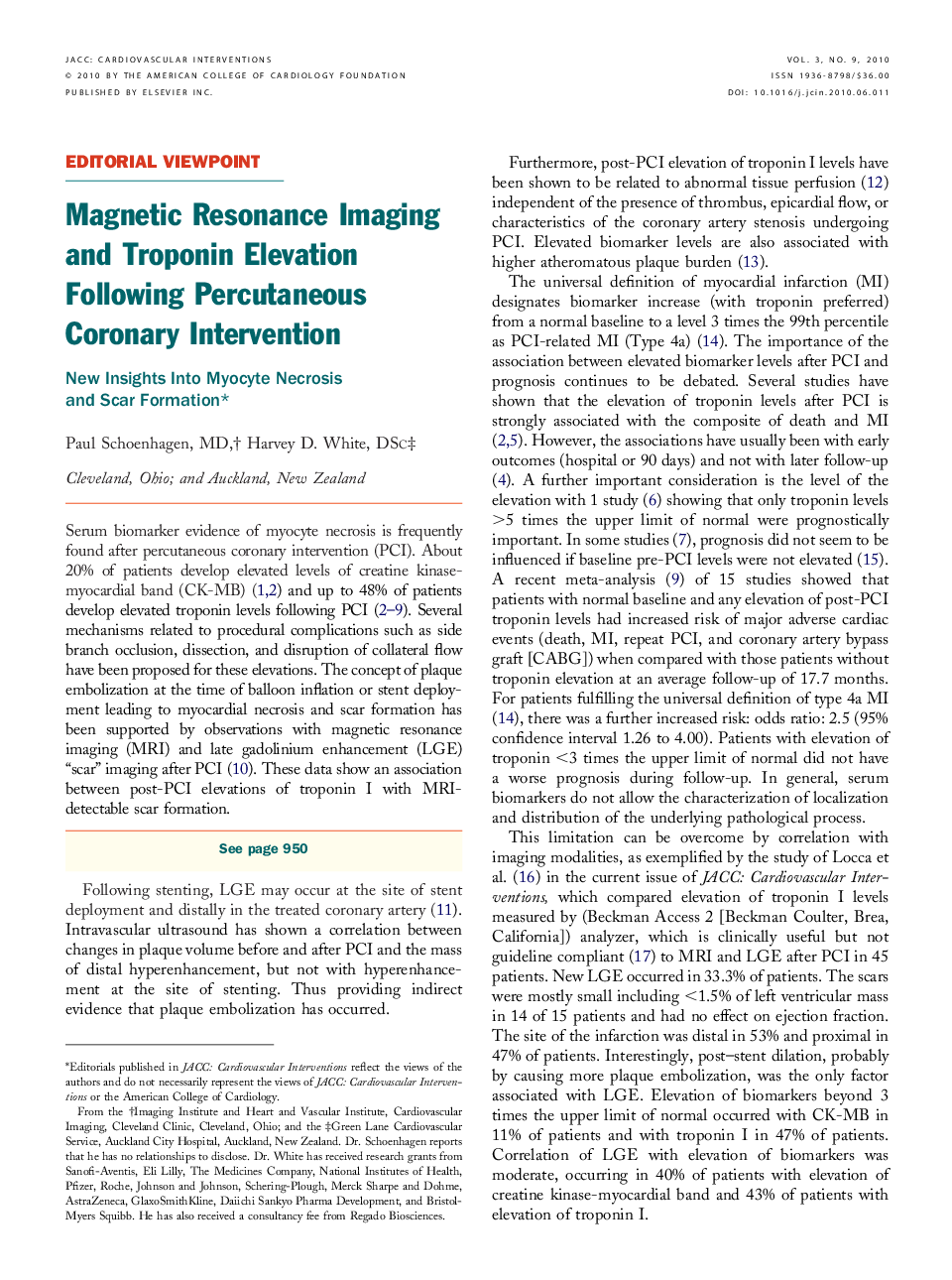 Magnetic Resonance Imaging and Troponin Elevation Following Percutaneous Coronary Intervention