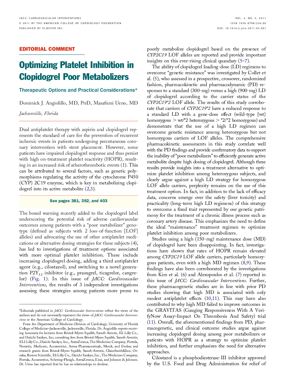 Optimizing Platelet Inhibition in Clopidogrel Poor Metabolizers