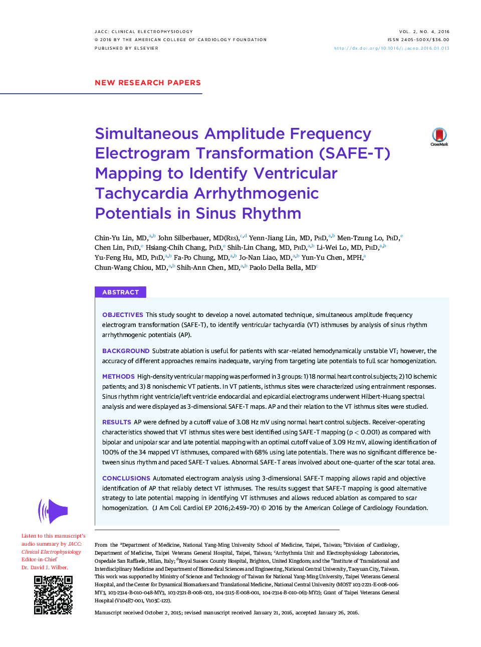 Simultaneous Amplitude Frequency Electrogram Transformation (SAFE-T) Mapping to Identify Ventricular Tachycardia Arrhythmogenic Potentials in Sinus Rhythm 