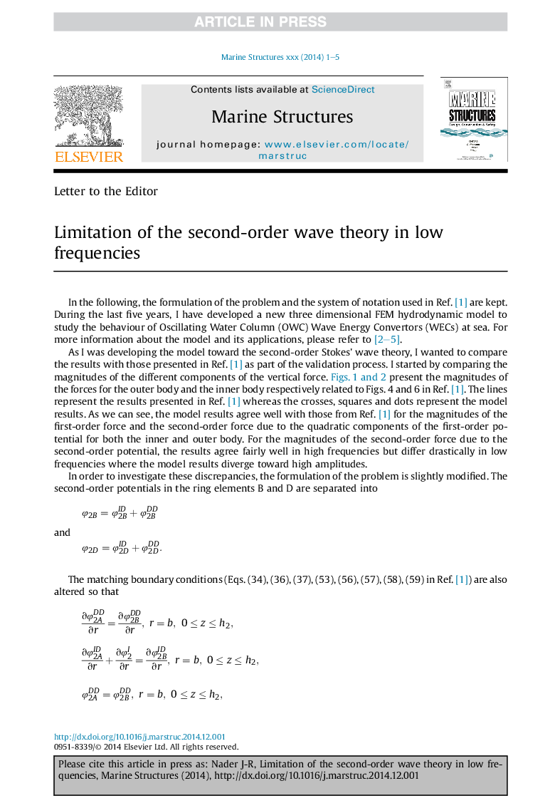 Limitation of the second-order wave theory in low frequencies