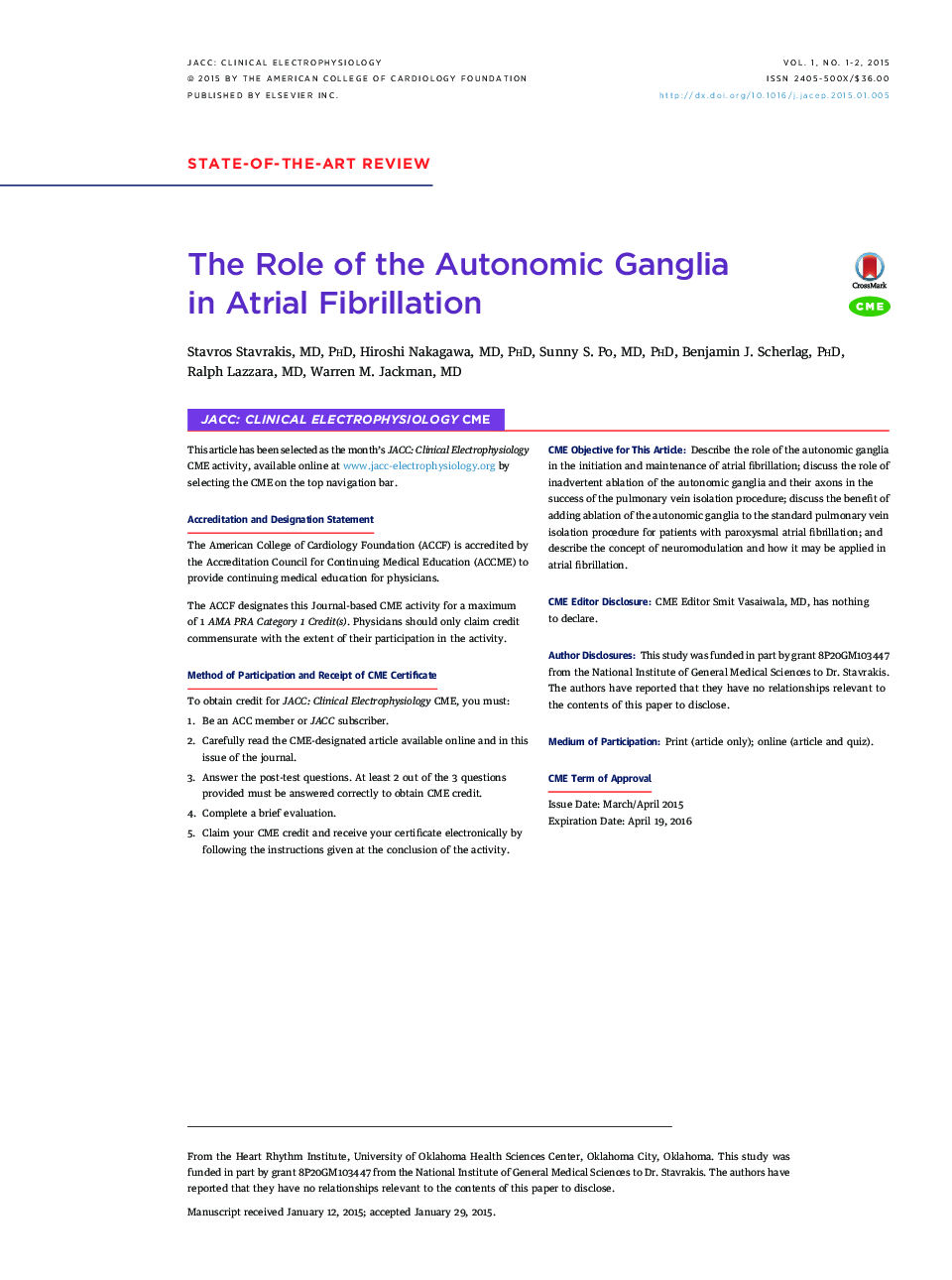 The Role of the Autonomic Ganglia in Atrial Fibrillation 
