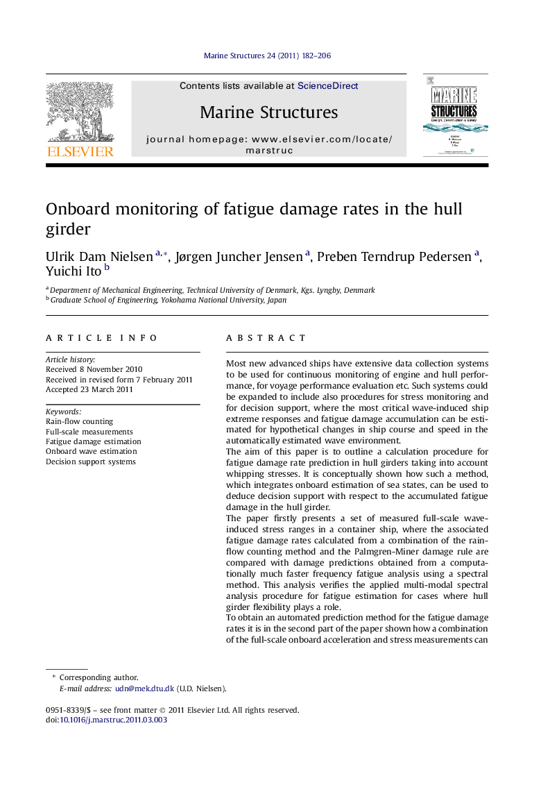 Onboard monitoring of fatigue damage rates in the hull girder