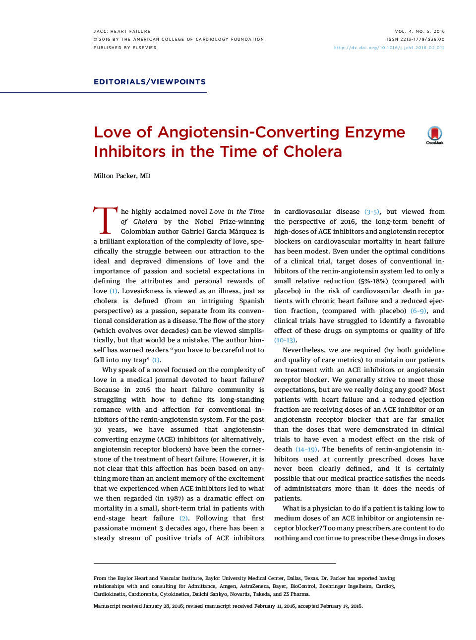 Love of Angiotensin-Converting Enzyme Inhibitors in the Time of Cholera