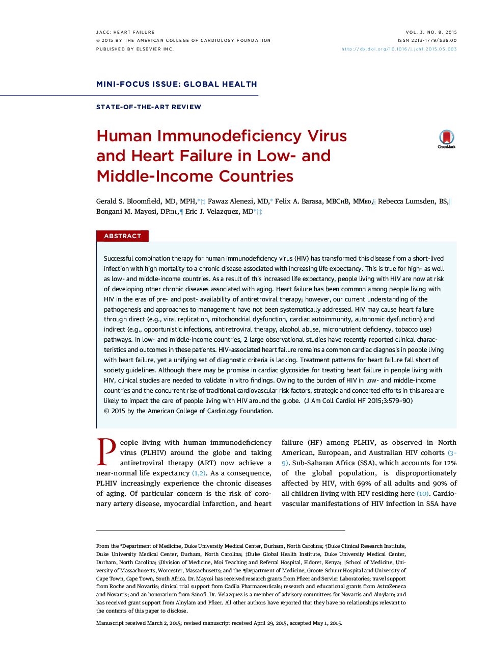 Human Immunodeficiency Virus and Heart Failure in Low- and Middle-Income Countries 