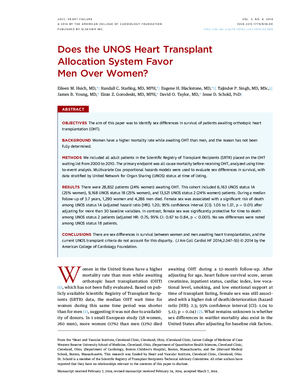 Does the UNOS Heart Transplant Allocation System Favor Men Over Women? 