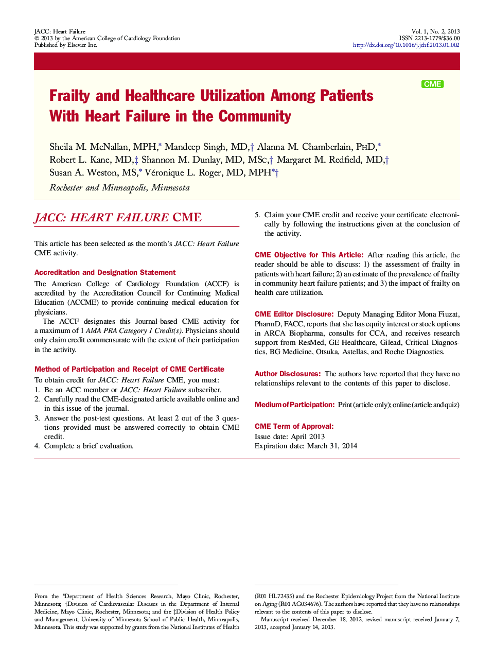 Frailty and Healthcare Utilization Among Patients With Heart Failure in the Community 