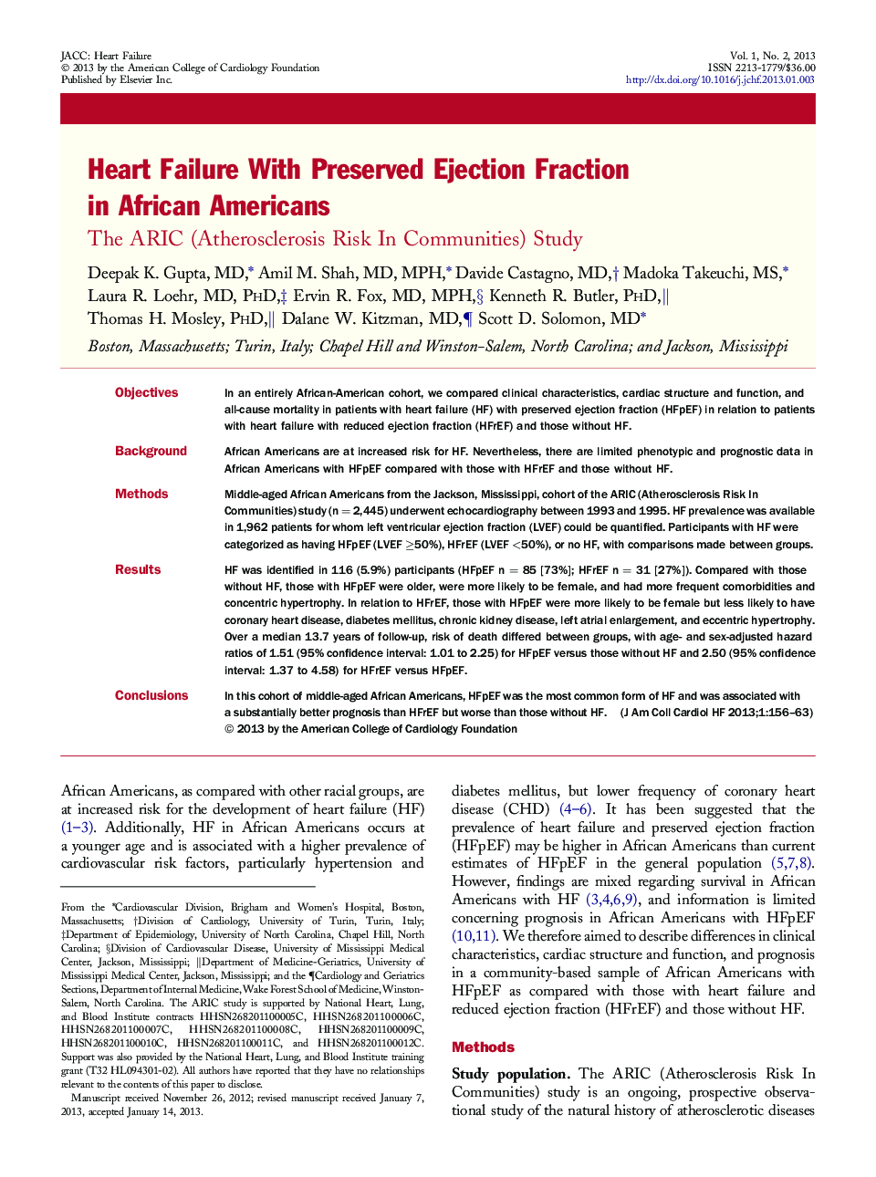 Heart Failure With Preserved Ejection Fraction in African Americans : The ARIC (Atherosclerosis Risk In Communities) Study