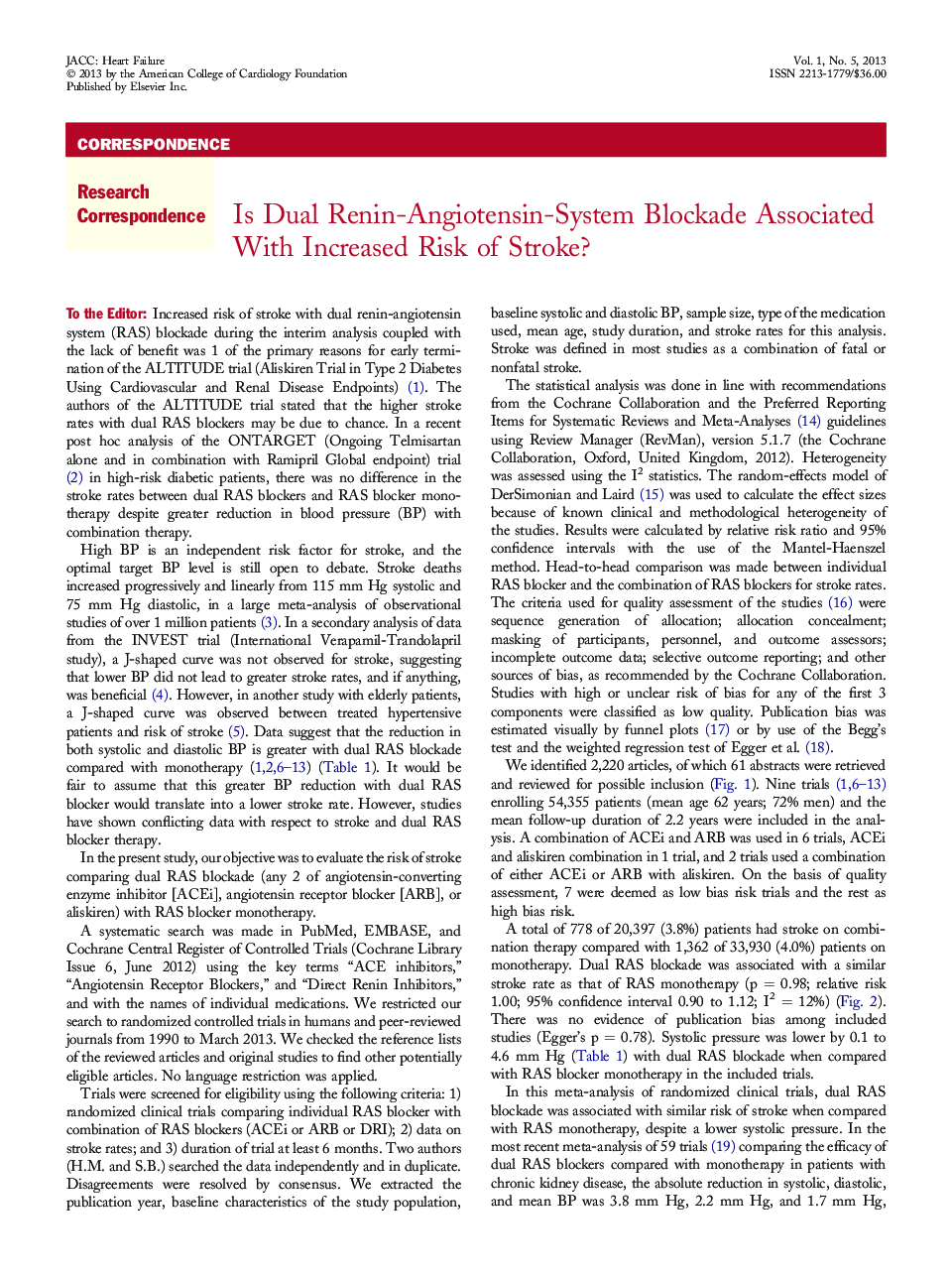 Is Dual Renin-Angiotensin-System Blockade Associated With Increased Risk of Stroke?