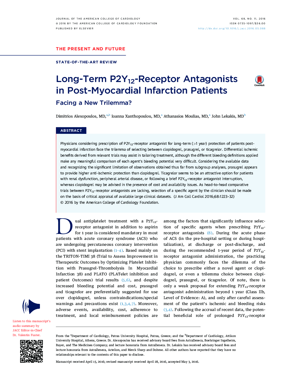 Long-Term P2Y12-Receptor Antagonists in Post-Myocardial Infarction Patients : Facing a New Trilemma?