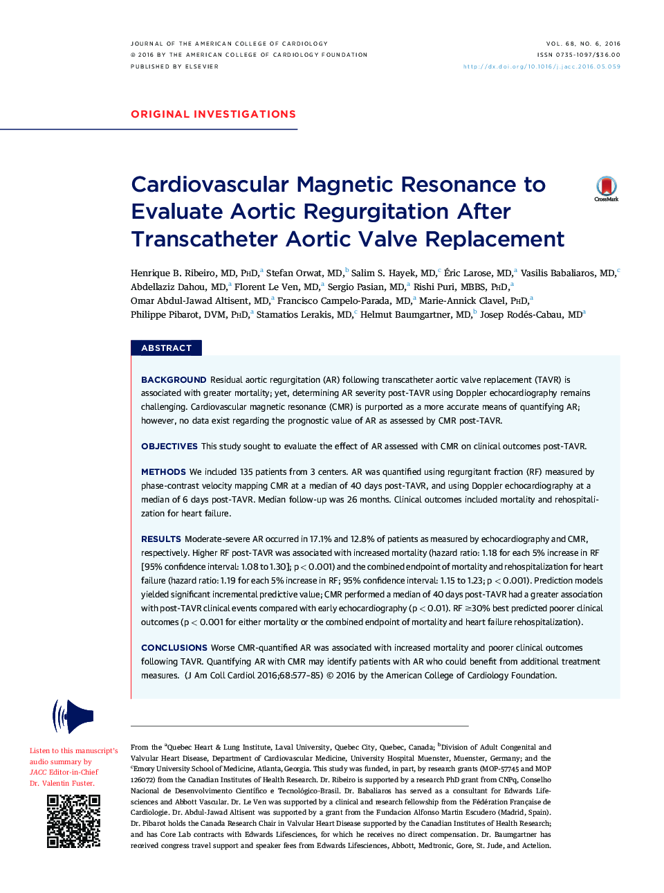 Cardiovascular Magnetic Resonance to Evaluate Aortic Regurgitation After Transcatheter Aortic Valve Replacement 