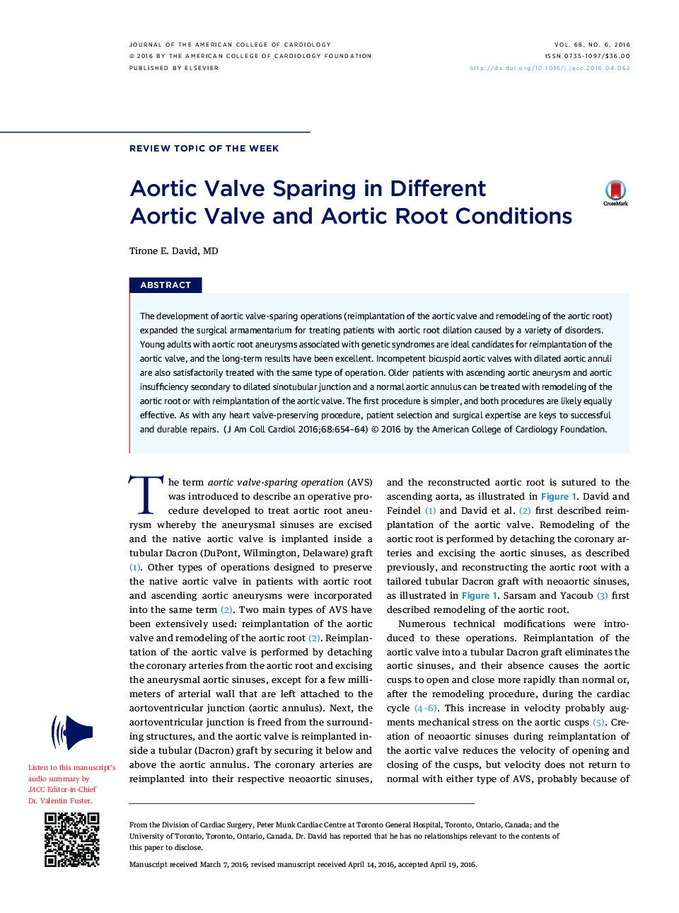 Aortic Valve Sparing in Different Aortic Valve and Aortic Root Conditions 